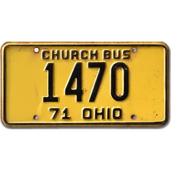 Plechová cedule Americká SPZ Ohio 1971 Church Bus 1470