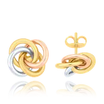 MINET Zlaté trojbarevné náušnice uzlíky Au 585/1000 2,15g JMG0299WTE01