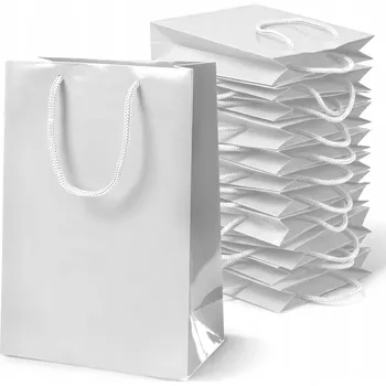 Dárková taška 25 ks BÍLÉ DÁRKOVÉ TAŠKY 24x9x32 cm LAMINOVANÉ 190 GSM NA DÁRKY