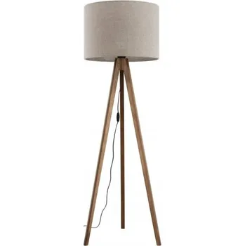 Stojací lampa Stojací Lampa GRAND Ořech Hnědý Lněné Stínidlo 1xE27 150cm