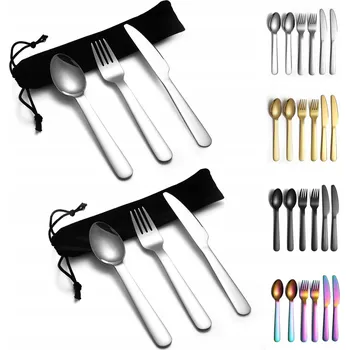 Příbor EVANDA Sada kempingových příborů 2ks Nerezová Ocel