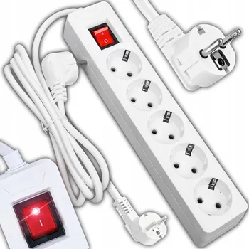 Napájecí kabel Prodlužovací Kabel lištový RETOO 5 m 5 ks zásuvek, bílý