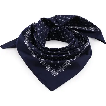 Šátek Bavlněný šátek drobné květy 70x70 cm, malé, 4 modrá tmavá bílá