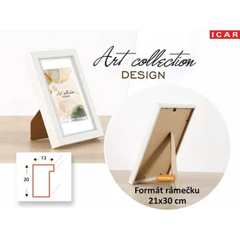 Rám na obraz Dřevěný MDF rámeček 21x30cm Icar IDEA M3 přírodní bílá, výplň plastové sklo r050080