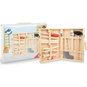 Dřevěná hračka DŘEVĚNÁ BEDNA S NÁŘADÍM PRO DĚTI 3+ SADA 8 KS. KUTILSTVÍ