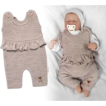 Pletené láclové kalhoty Girl s volánkem, Baby Nellys, béžové, vel. 74