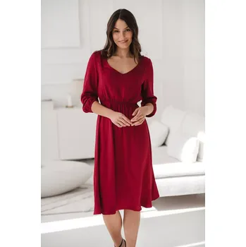 Těhotenské šaty Těhotenské, kojící šaty, 3/4 rukáv, Lovely Midi Dress Red