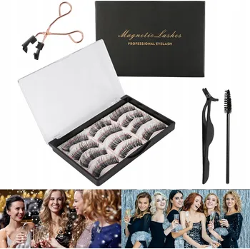Umělé řasy 3D Magnetické Řasy Umělá sada 6 párů + Pinzeta + Oční linka