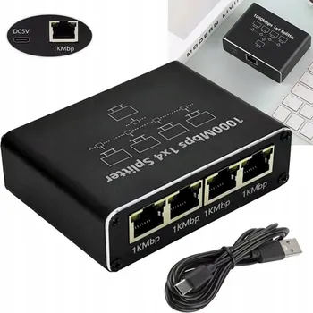 Switch Adaptér rozbočovač mini Switch splitter LAN Ethernet RJ45 4xRJ45 1000M 1GB