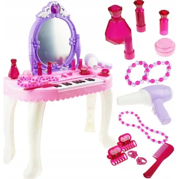 Toaletní stolek VELKÝ TOALETNÍ STOLEK PRO HOLČIČKU ZRCADLO KLAVÍR
