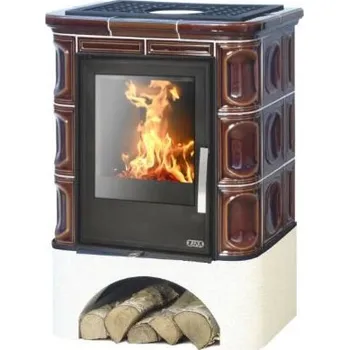 Krbová kamna ABX Marina KP I TV 6,9kW bílý sokl hnědá