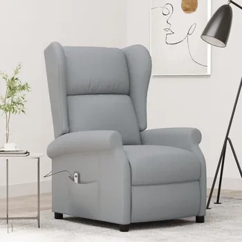 Obývací pokoj vidaXL Elektrické polohovací křeslo ušák textil [3098328] Barva: světle šedá