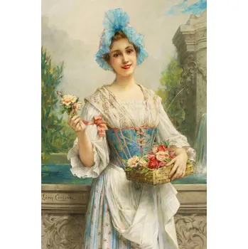 Plakát Plakát, Obraz - The Flower Seller (Female Portrait) - Léon François Comerre