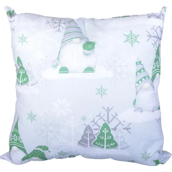 Dekorativní polštářek Aaryans Vánoční polštářek Skřítci - zelený 40x40 cm