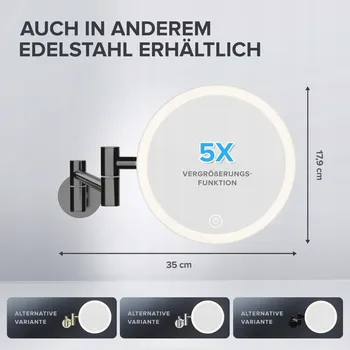 Zrcadlo OVIMAR Kosmetické zrcátko s LED osvětlením a 5x zvětšením do koupelny