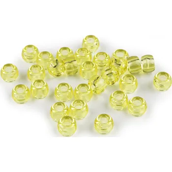 Dětské navlékací korálky Plastové korálky s velkým průvlekem 9x6 mm, velké, 2 žlutá