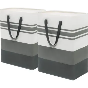 Koš na prádlo TIMEYARD Koše na prádlo 2 kusy 75L Skládací Šedé Do koupelny 43x60cm