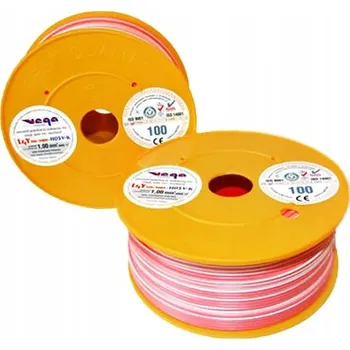elektrický kabel Kabel LGY/H05V-K 1,00 mm2 100m Červeno-Bílý