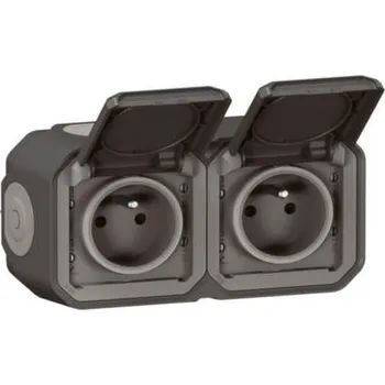 Elektrická zásuvka Dvojitá zásuvka nástěnná s uzemněním IP55 16A LEGRAND PLEXO 069788L