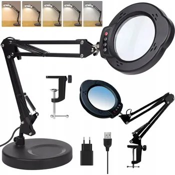 Lampička KOSMETICKÁ LED LAMPA LUPA SKLO ZVĚTŠUJÍCÍ KRESLICÍ STOLNÍ LAMPA