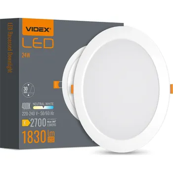 Stropní zapuštěné svítidlo Videx 24 W LED 4000 K bílé