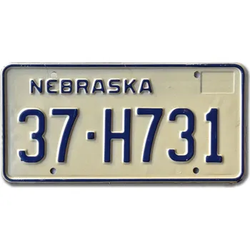 Plechová cedule Americká SPZ Nebraska White 37-H731