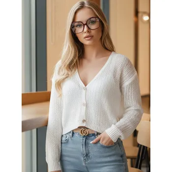 Dámské oblečení Bílý pletený svetr GOFFY MY2278 Velikost: ONE SIZE