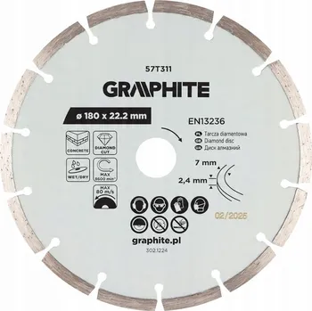 Řezný kotouč DIAMANTOVÝ ŘEZNÝ KOTOUČ na beton a cihly, SEGMENTOVÝ 180 mm, pro suché i mokré řezání