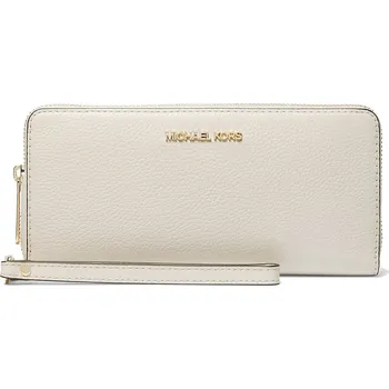 Michael Kors Peněženka Jet Set Travel Large Pebbled Leather Wristlet Light Cream
