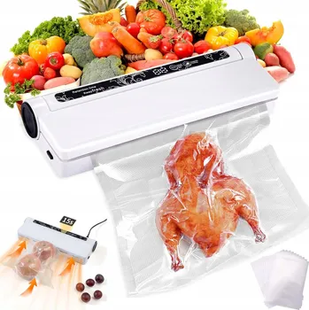 Vakuovačka Vakuová svářečka fólií na potraviny, automatická balička, výkonná + FÓLIE SADA