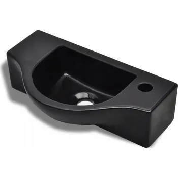 Černé keramické umyvadlo 450 x 250 x 120 mm, nástěnné