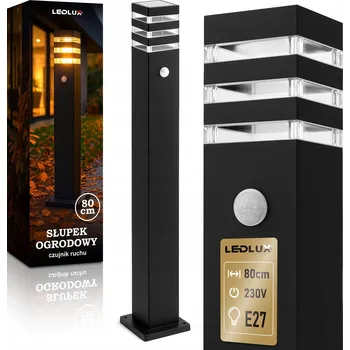 Stojací lampa Stojací zahradní lampa sloupek pro LED žárovku E27 80 cm, senzor pohybu a soumraku, IP44