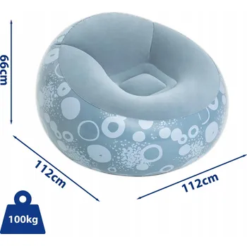 Křeslo NAFUKOVACÍ KŘESLO SEDAČKA BESTWAY 75052 112 X 112 VELUROVÉ MATRACE K SEZENÍ