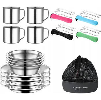 Příbor TAN REN Kempingová Sada Příborů 24 Kusů Nerezová Ocel