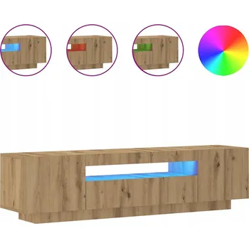 Televizní stolek TV stolek s LED osvětlením, dub artisan, 160x35x40 cm