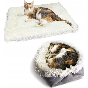 Pelíšek pro kočku VERTUPET Pelíšek pro kočky Bílé Měkké Nadýchané 61 x 51 cm