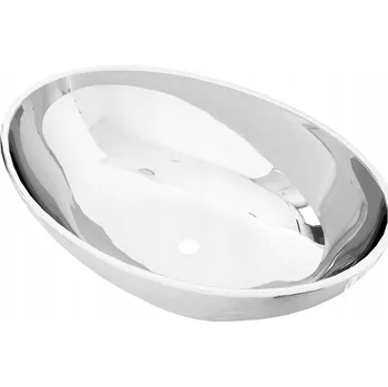 Umyvadlo Oválné keramické umyvadlo stříbrné 40 x 33 x 13,5 cm na desku