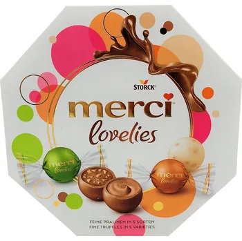Bonboniéra Merci Lovelies Klasická Bonboniéra Storck z Německa 185 g