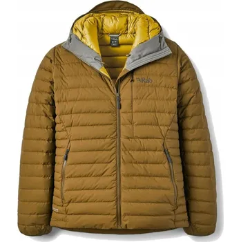 Moto bunda RAB Pánská péřová bunda Microlight Windstopper Hoody hnědá/žlutá m
