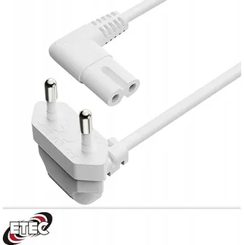 Napájecí kabel ETEC NAPÁJECÍ KABEL 2M EURO C7 ÚHLOVÝ 90° PRO PS3 PS4 PS5 TV SPOTŘEBIČE