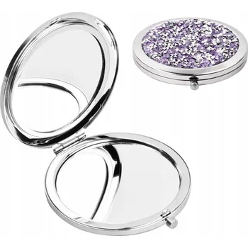 Kosmetické zrcátko MINI KAPESNÍ ZRCÁTKO Kosmetické Oboustranné Fialové