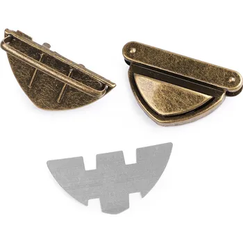 Sada zapínání na tašku 50x25 mm, střední, 4 staromosaz