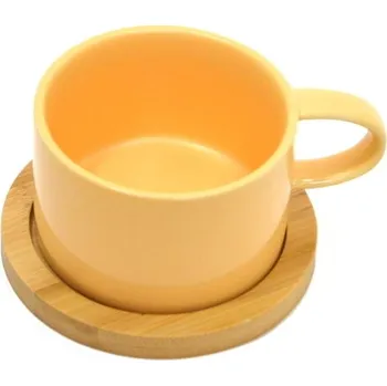 Fotohrnek MAKRONKA s bambusovým podšálkem MERUŇKOVÁ m140001