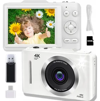 Digitální fotoaparát Digitální fotoaparát Bedee CYFROWY APARAT FOTOGRAFICZNY HD 4K bílý