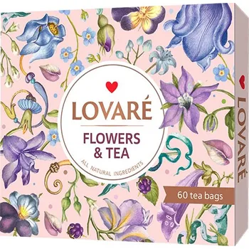 Čaj LOVARÉ 60 čajových sáčků - FLOWERS & TEA béžová dárková kolekce čajů 7310047