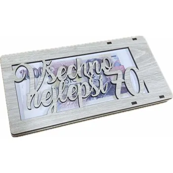 Dárková krabička Dřevěná kapsa na peníze - VŠECHNO NEJLEPŠÍ 70 let, melír 6630018