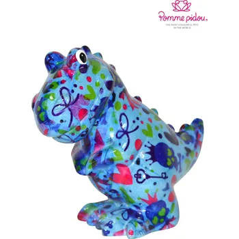 Pokladnička Pomme pidou Pokladnička M - T-Rex, tm.modrý s mašličkou p710190