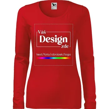 Dámské tričko FOTODÁRKY: Foto-tričko ČERVENÉ dámské, dlouhý rukáv - S m080075