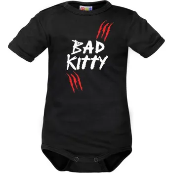 Kojenecký body Body krátký rukáv Dejna Bad Kitty - černé, vel. 80