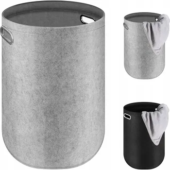 Koš na prádlo Filcový Kulatý Koš na Prádlo 40x40x60 cm, 80 Litrů, Šedý